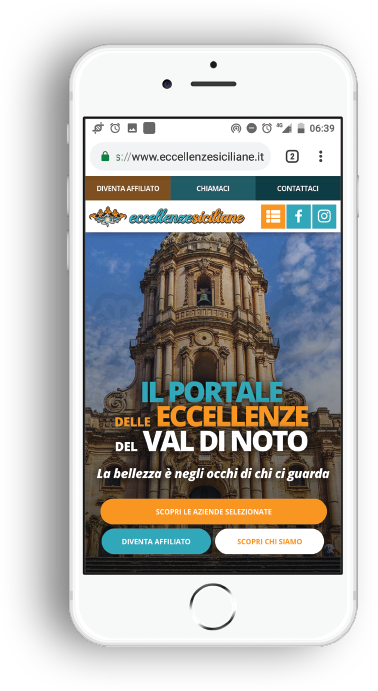 responsive layout del sito eccellenze siciliane in periferica mobile